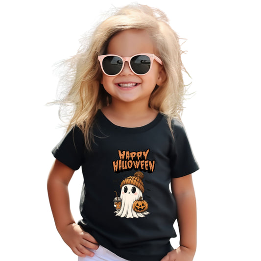 Happy Halloween Toddler Tee, Cute Halloween Shirt, Kids Party Outfit, Trick or Treat Apparel, Fun Ghost Design Toddler T-Shirt