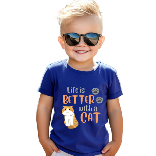 Toddler Cat-Themed Tee - 'Life is Better with a Cat', Kids T-Shirt, Animal Lover Gift, Cute Toddler Outfit, Cat Enthusiast Apparel, [...]